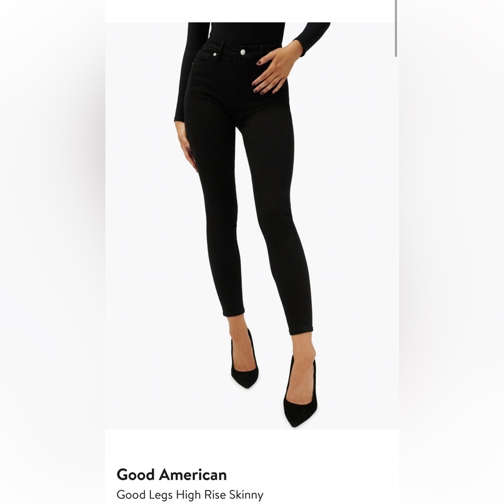 Good American Black High Rise Skinny Pants size 15